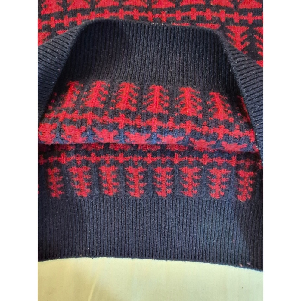Vintage Abercrombie & Fitch Mens Navy Blue Red Fair Isle Tree Pattern Sweater M - Picture 6 of 9